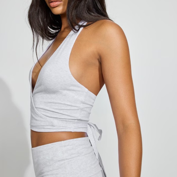 Garage Grey Cropped Wrap Halter Top NWT Size XS - Picture 3 of 6